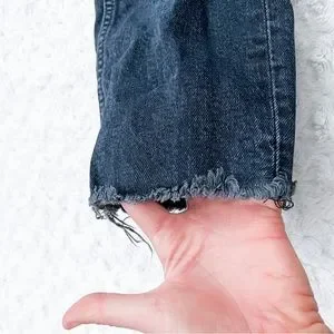 Zara Jeans Zara Semi Faded High Rise Dark Blue Raw Hem Jeans